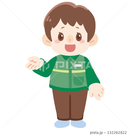 案内するコンビニ店員 132262822