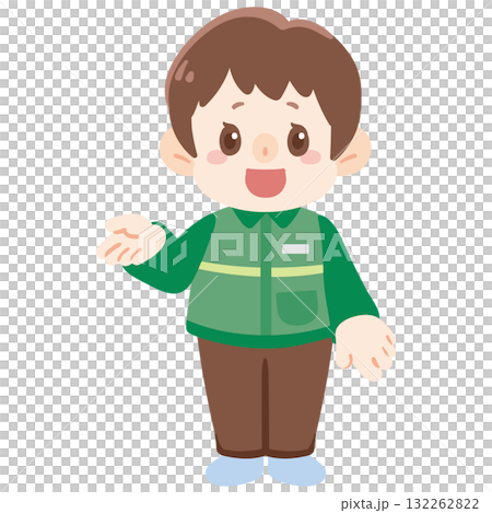 案内するコンビニ店員 132262822