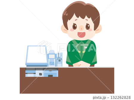 コンビニでレジをする店員 132262828