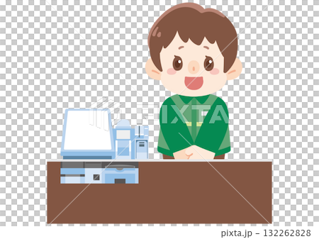 コンビニでレジをする店員 132262828