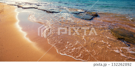 Seascape on a sunny day. Nature background. Horizontal banner 132262892