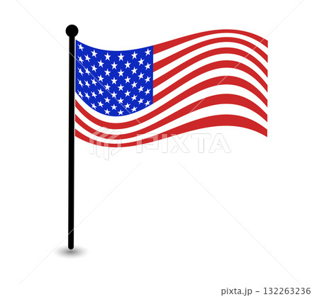 Illustration of the waving American flag in the Pole. 132263236