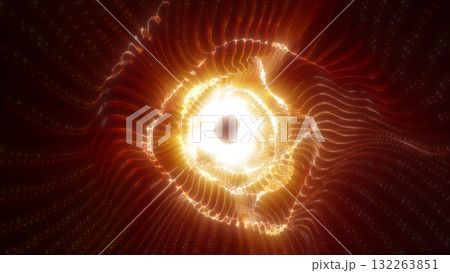 Abstract glowing golden vortex radiating from a bright core with dynamic light waves, isolated on white background Abstract glowing golden vortex radiating from a bright core with dynamic light waves, isolated on white background 132263851