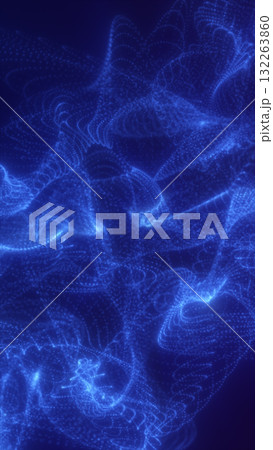 Abstract flowing network of glowing blue particles forming a futuristic digital wave structure Abstract flowing network of glowing blue particles forming a futuristic digital wave structure 132263860