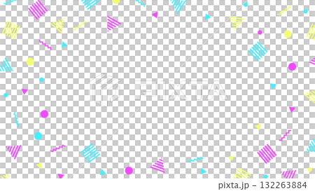 ネオンカラーの幾何学模様フレーム背景（パワポサイズ） 132263884