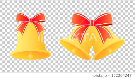 赤いリボンがついたベルのベクターイラスト_クリスマスと冬の素材 赤いリボンがついたベルのベクターイラスト_クリスマスと冬の素材 132264247