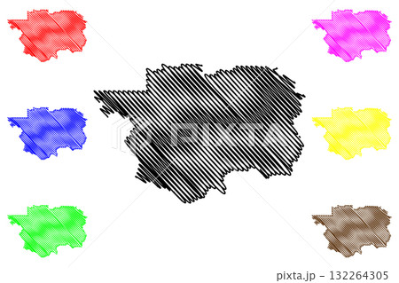 Cariboo Regional District (Canada, British Columbia or BC Province, North America) map vector illustration, scribble sketch Cariboo map 132264305