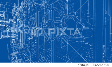 Industrial Blueprint Design. Vector Industrial Blueprint Design. Vector 132264690