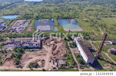 building and infrastructure of an old abandoned thermal power pl 132264939