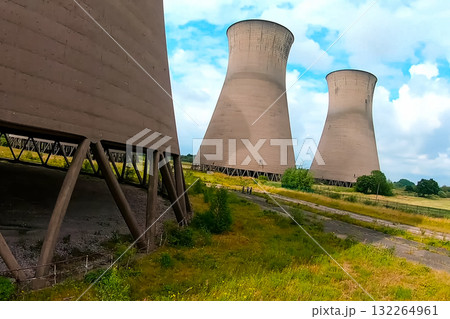 Old cooling towers of closed nuclear power plant. 132264961