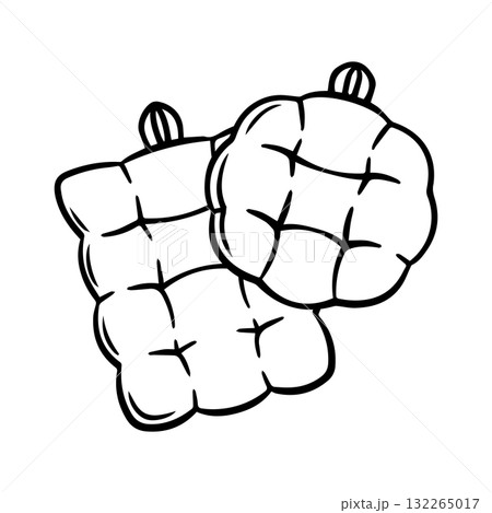 A set of oven mitts. Doodle illustration for menu design. Logo for a bakery, cafe, or restaurant. Kitchen utensils. A set of oven mitts. Doodle illustration for menu design. Logo for a bakery, cafe, or restaurant. Kitchen utensils. 132265017
