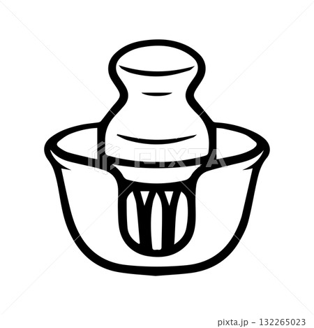 A brush for oiling dishes. Culinary doodle illustration. Food preparation. 132265023