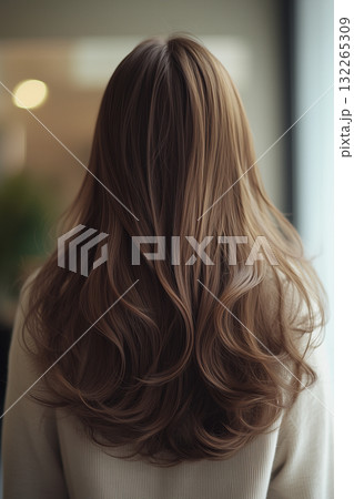 ロングヘア 背面 グラデーションカラー レイヤー 女性 ロングヘア 背面 グラデーションカラー レイヤー 女性 132265309