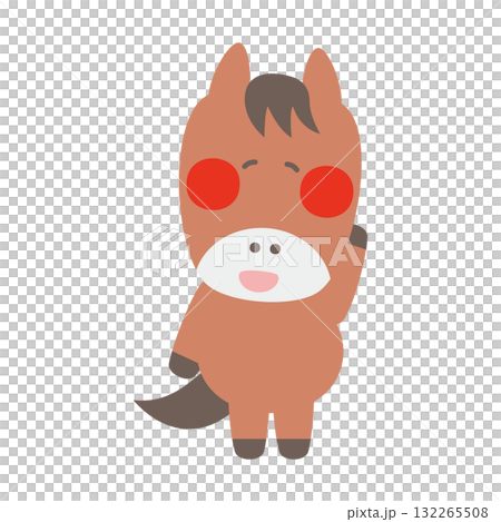 尷尬的可愛馬人物插圖素材 132265508