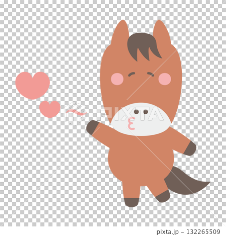 可愛的馬人物插圖飛吻 132265509