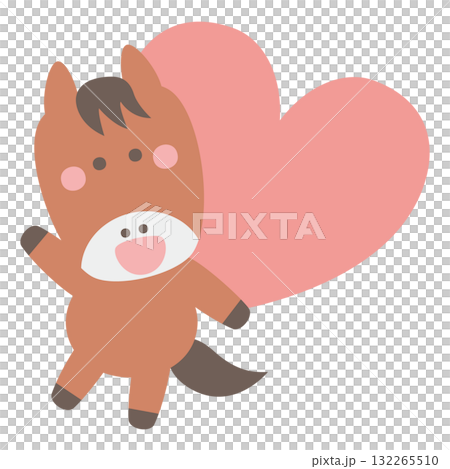 ハートを背負っているかわいい馬のキャラクターイラスト素材 ハートを背負っているかわいい馬のキャラクターイラスト素材 132265510