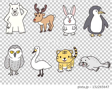 可愛的冬季動物插圖 可愛的冬季動物插圖 132265647