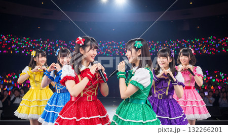 ステージ中央に6人の日本人アイドルが並ぶ 132266201