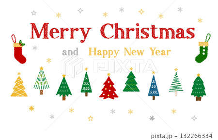 クレヨン風のクリスマスツリーイラスト素材 132266334