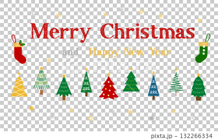 クレヨン風のクリスマスツリーイラスト素材 132266334