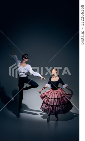 Silent communication. Ballet duet expressing grace and focus through motion. 132266368