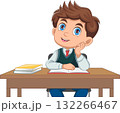 happy cute schoolboy cartoon 132266467