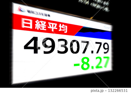 日本の東京都市景観4万9000円台・終値前日比8円27銭安4万9307円79銭・株価/終値＝22日 132266531