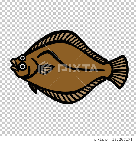 簡單的比目魚插圖 132267171