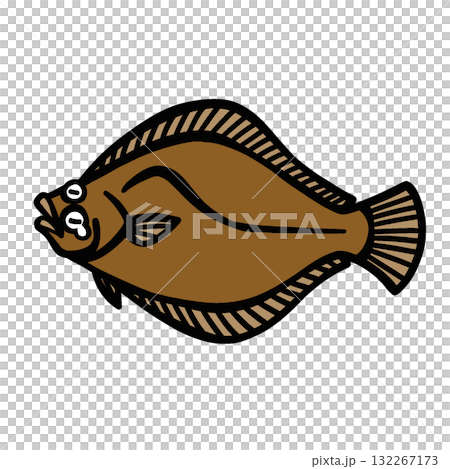 悲傷比目魚的簡單插圖 悲傷比目魚的簡單插圖 132267173