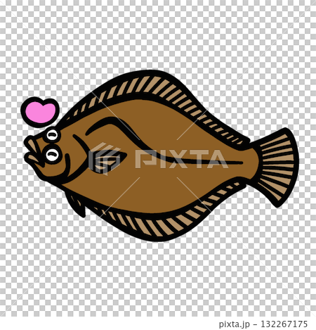 シンプルな喜ぶヒラメのイラスト 132267175