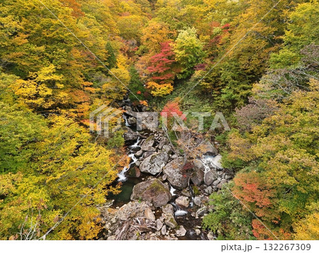 栗駒山の紅葉 空撮 栗駒山の紅葉 空撮 132267309
