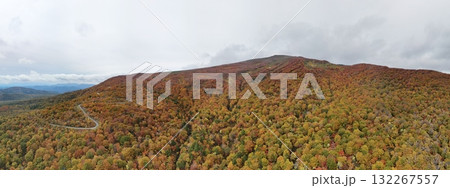 栗駒山の紅葉　空撮　パノラマ写真 132267557
