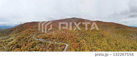 栗駒山の紅葉　空撮　パノラマ写真 132267558
