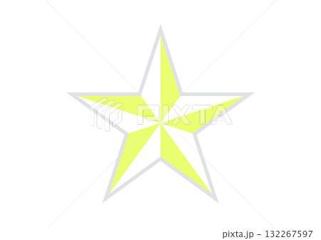 Yellow White Star Icon Symmetrical Split Segment Design with Outline 132267597