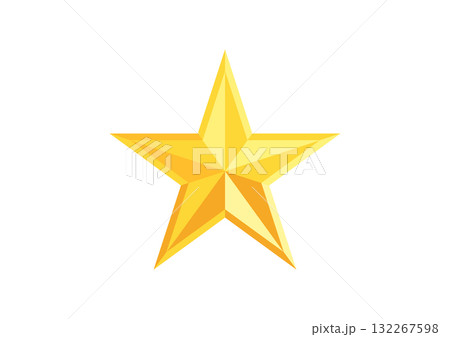 Gold Faceted Star Icon 3D Symmetrical Award Symbol Design Gold Faceted Star Icon 3D Symmetrical Award Symbol Design 132267598