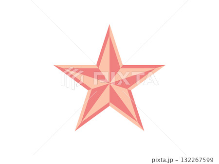 Pink Peach Star Icon Faceted Symmetrical Gradient Design 132267599