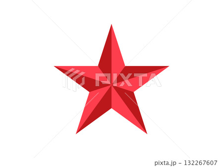 Red Gradient Star Icon Symmetrical 3D Award Symbol Design 132267607