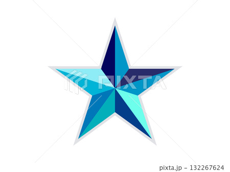 Geometric Blue Star Icon Symmetrical Gradient Design 132267624