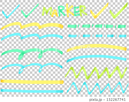 マーカー 蛍光ペン ライン チェック イラスト素材 132267741