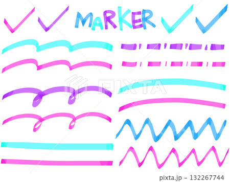 マーカー 蛍光ペン ライン チェック イラスト素材 マーカー 蛍光ペン ライン チェック イラスト素材 132267744