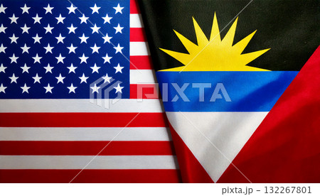 アメリカの国旗とアンティグア・バーブーダの国旗 アメリカの国旗とアンティグア・バーブーダの国旗 132267801