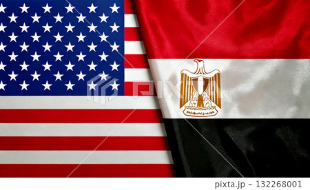 アメリカの国旗とエジプトの国旗 132268001