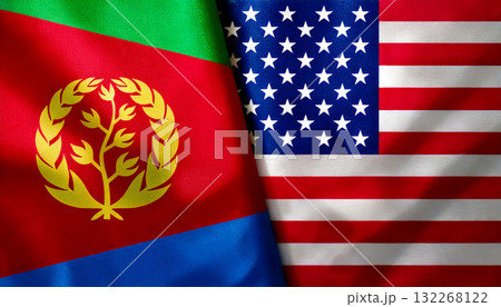 アメリカの国旗とエリトリアの国旗 132268122