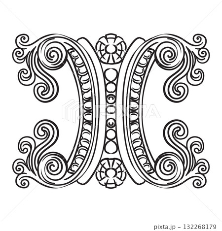 Design element ornate engraved baroque vector illustration 132268179