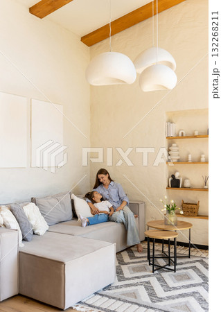 Happy mother spending time with her daughter enjoying a family moment 132268211