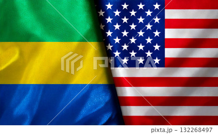 アメリカの国旗とガボンの国旗 132268497