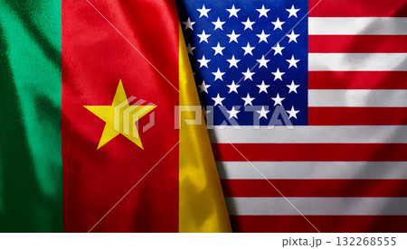 アメリカの国旗とカメルーンの国旗 132268555