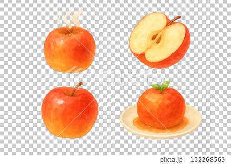 秋季烤蘋果套裝（水彩風格） 132268563