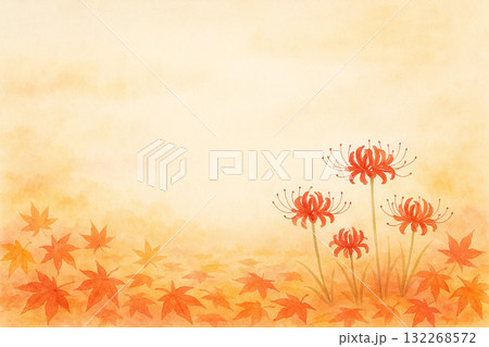 彼岸花シリーズ：落ち葉と彼岸花 132268572