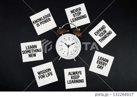 Alarm Clock Surrounded with Message about Learning Management Concept 132268817